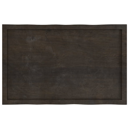 Piano Tavolo Marrone Scuro 100x60x(2-4)cm Rovere Non Trattato - homemem39
