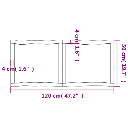 Piano Tavolo Marrone Scuro 120x50x(2-4)cm Rovere Non Trattato - homemem39