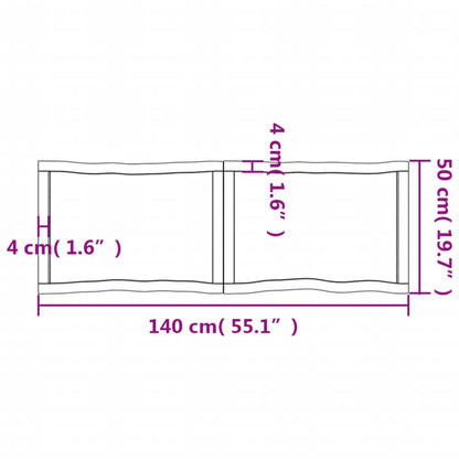 Piano Tavolo Marrone Scuro 140x50x(2-4) cm Rovere Non Trattato - homemem39