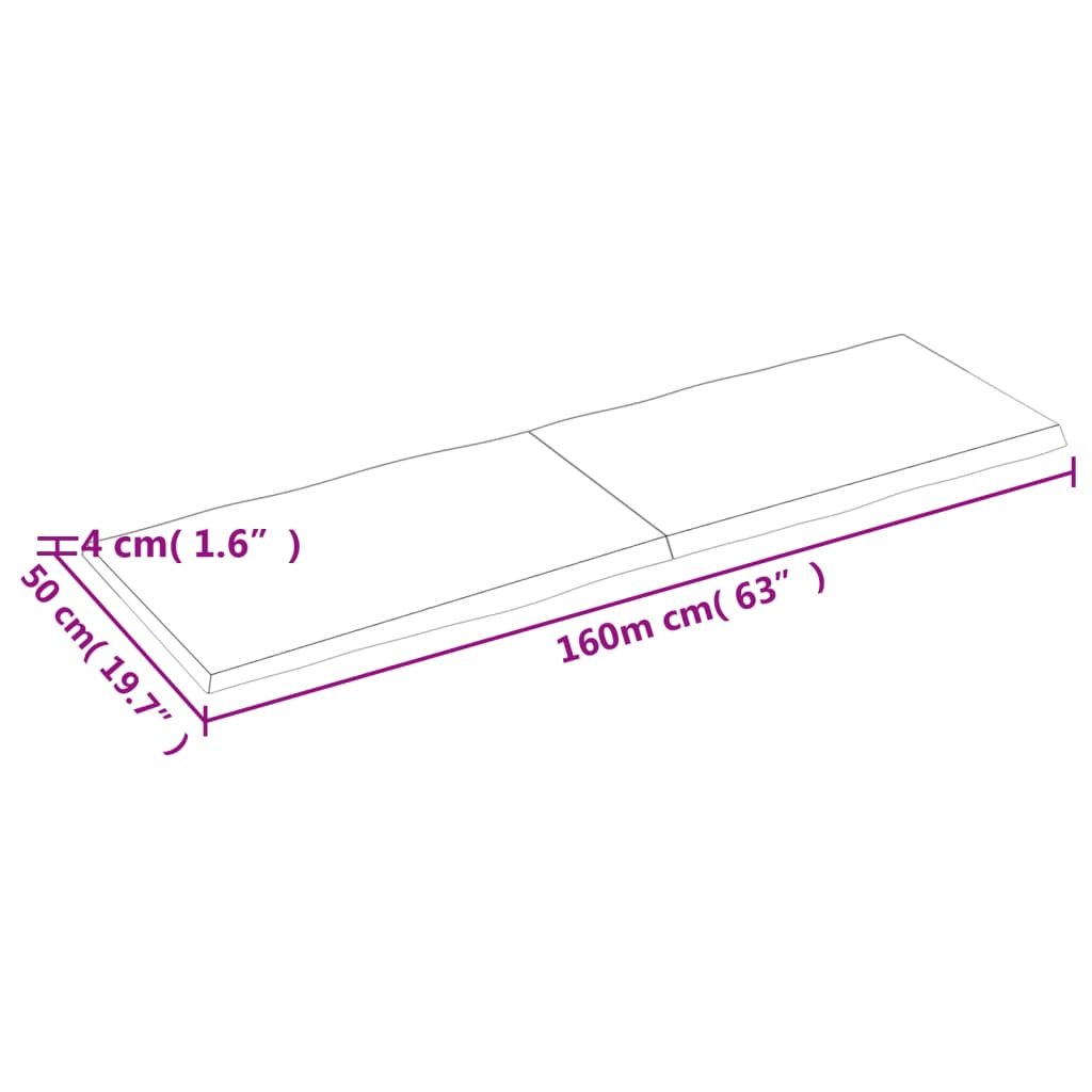 Piano Tavolo Marrone Scuro 160x50x(2-4)cm Rovere Non Trattato - homemem39