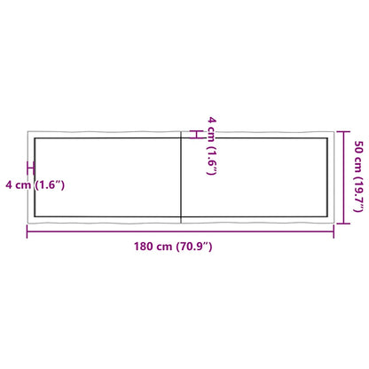 Piano Tavolo Marrone Scuro 180x50x(2-6)cm Rovere Non Trattato - homemem39