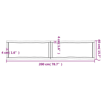 Piano Tavolo Marrone Scuro 200x40x(2-4)cm Rovere Non Trattato - homemem39