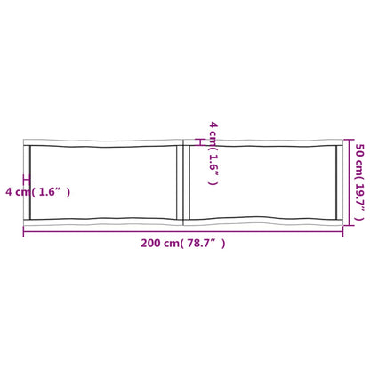 Piano Tavolo Marrone Scuro 200x50x(2-4)cm Rovere Non Trattato - homemem39