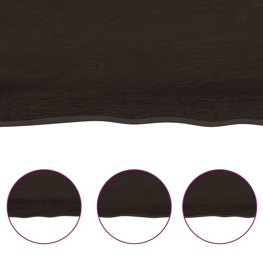 Piano Tavolo Marrone Scuro 220x40x(2-6)cm Rovere Non Trattato | homemem39