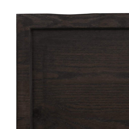 Piano Tavolo Marrone Scuro 220x40x(2-6)cm Rovere Non Trattato | homemem39
