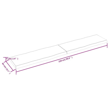 Piano Tavolo Marrone Scuro 220x40x(2-6)cm Rovere Non Trattato - homemem39
