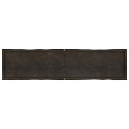 Piano Tavolo Marrone Scuro 220x50x(2-4)cm Rovere Non Trattato - homemem39