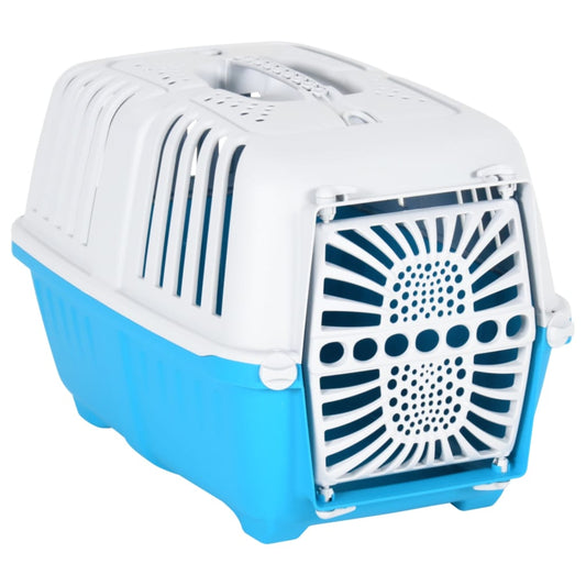 Trasportino per Animali Bianco e Blu 48x31,5x33cm Polipropilene - homemem39