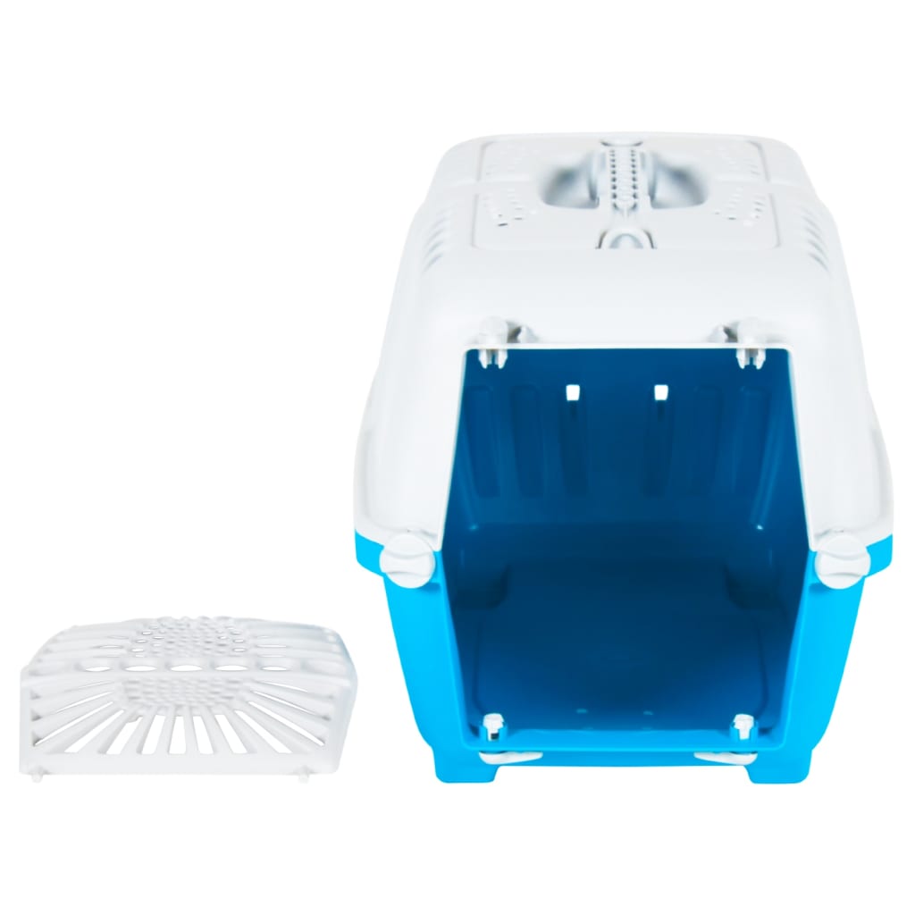 Trasportino per Animali Bianco e Blu 48x31,5x33cm Polipropilene - homemem39