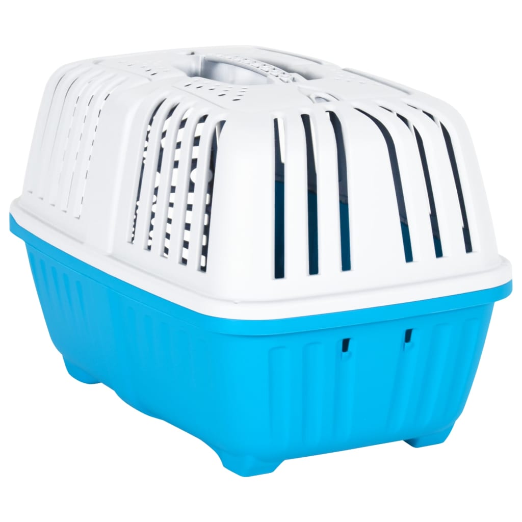 Trasportino per Animali Bianco e Blu 48x31,5x33cm Polipropilene - homemem39