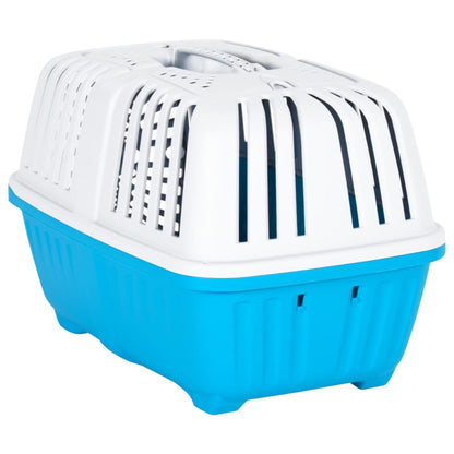 Trasportino per Animali Bianco e Blu 48x31,5x33cm Polipropilene - homemem39