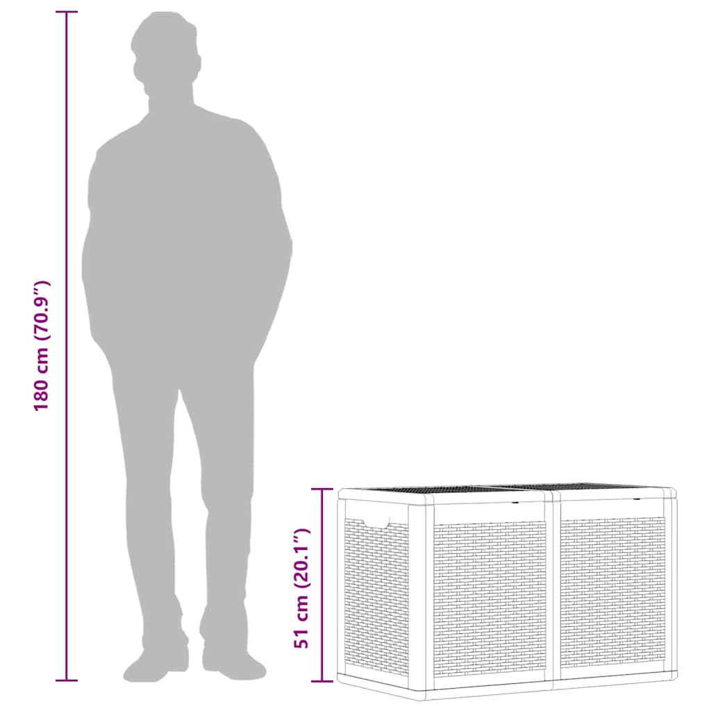 Contenitore da Giardino Grigio in Rattan PP 180 L