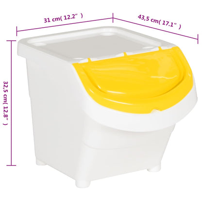 Cestini per Rifiuti Impilabili con Coperchi 3pz Bianchi PP 78 L | homemem39