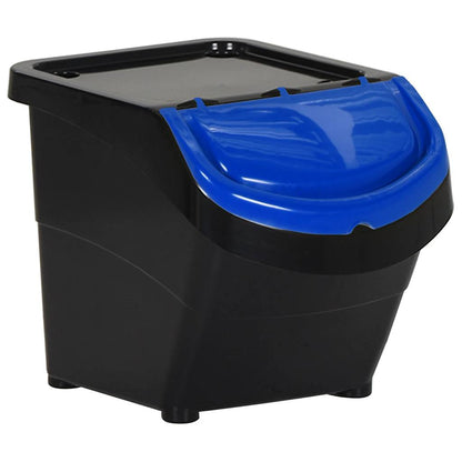 Cestini per Rifiuti Impilabili con Coperchi 3pz Neri in PP 78 L | homemem39