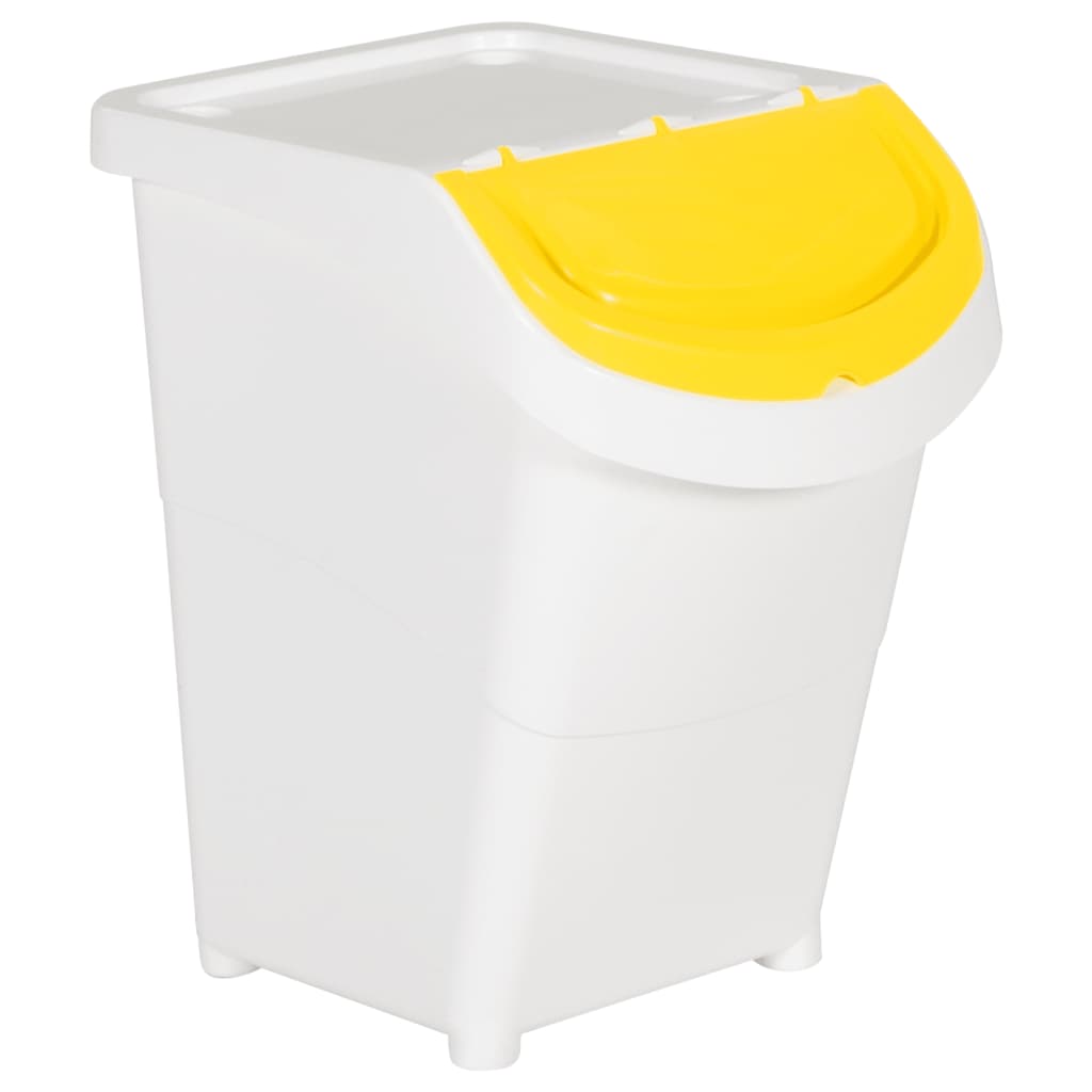 Cestini per Rifiuti Impilabili con Coperchi 3pz Bianchi PP 120L | homemem39
