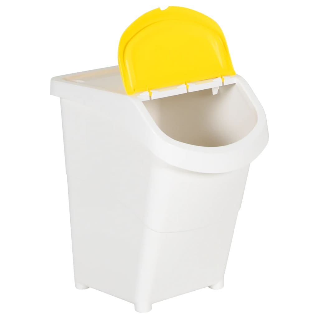Cestini per Rifiuti Impilabili con Coperchi 3pz Bianchi PP 120L | homemem39