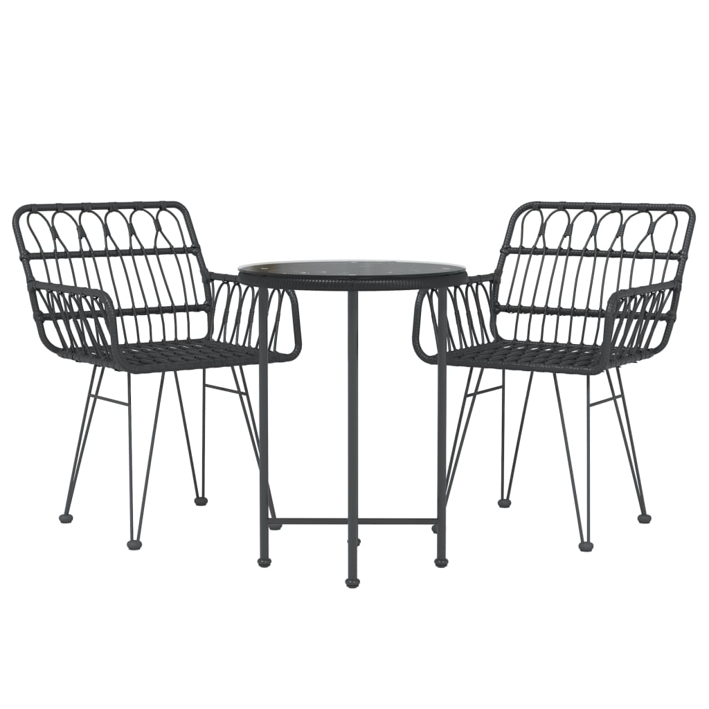 Set da Pranzo da Giardino 3 pz Nero in Polyrattan | homemem39