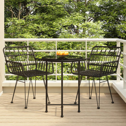 Set da Pranzo da Giardino 3 pz Nero in Polyrattan | homemem39