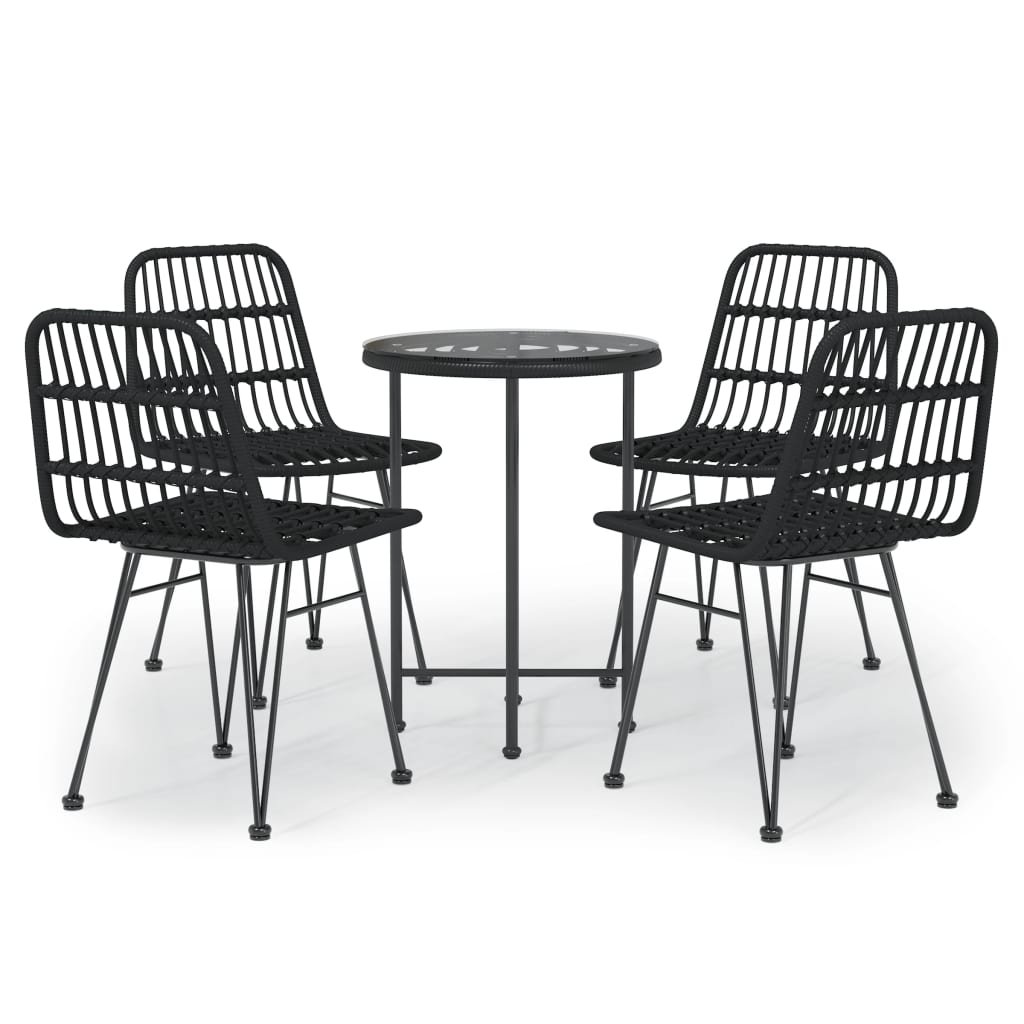 Set da Pranzo da Giardino 5 pz Nero in Polyrattan | homemem39