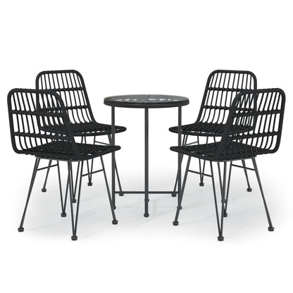 Set da Pranzo da Giardino 5 pz Nero in Polyrattan | homemem39