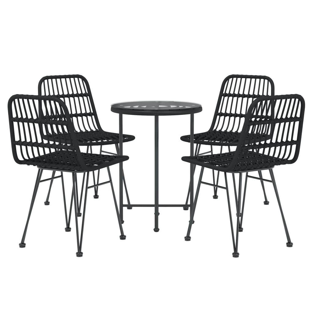 Set da Pranzo da Giardino 5 pz Nero in Polyrattan | homemem39