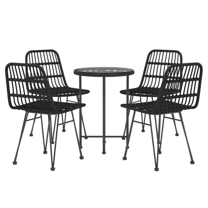 Set da Pranzo da Giardino 5 pz Nero in Polyrattan | homemem39