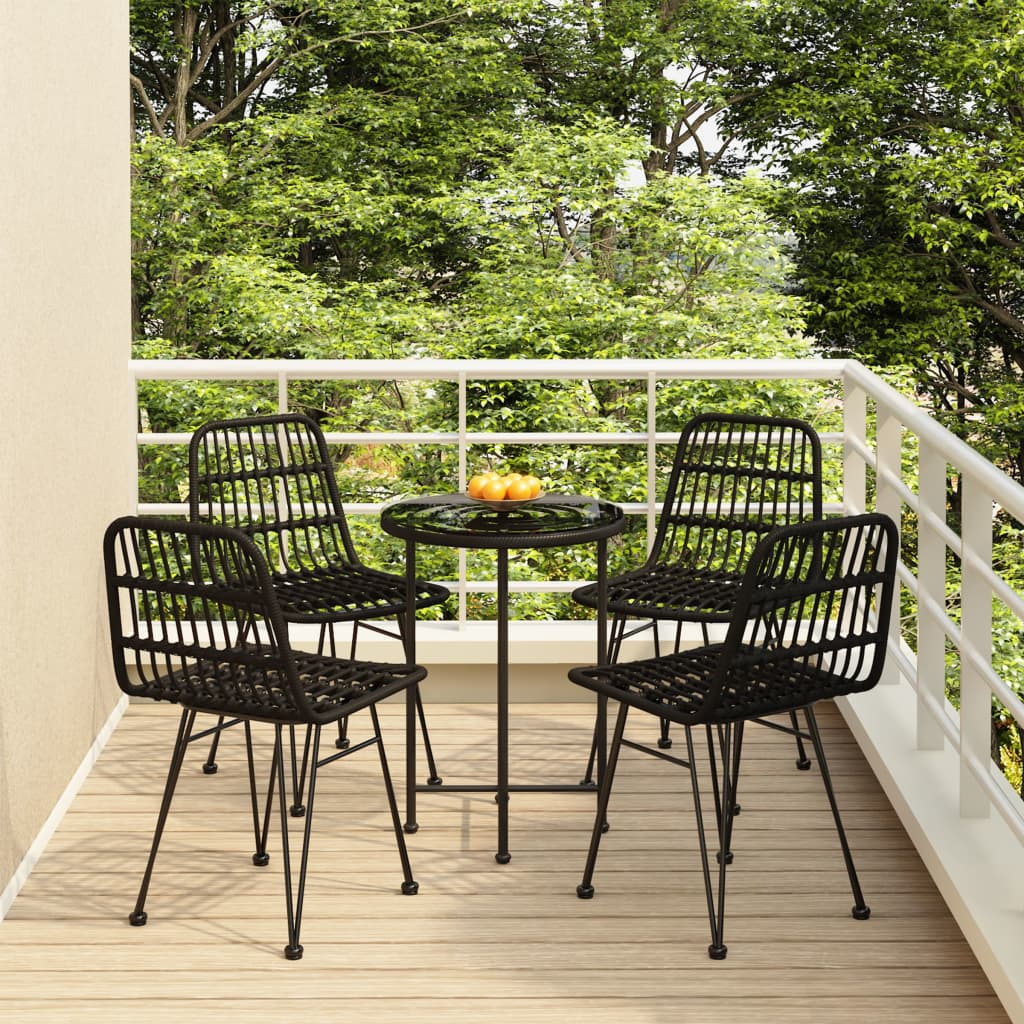 Set da Pranzo da Giardino 5 pz Nero in Polyrattan | homemem39