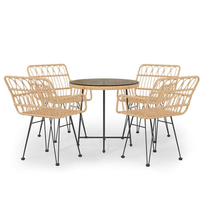 Set da Pranzo da Giardino 5 pz in Polyrattan | homemem39