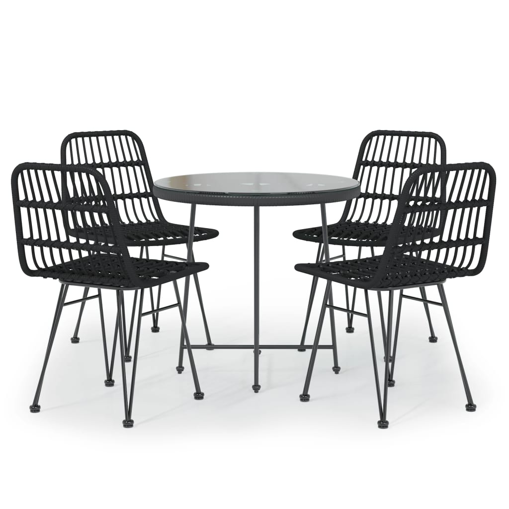 Set da Pranzo da Giardino 5 pz Nero in Polyrattan | homemem39