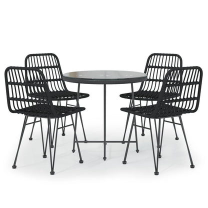 Set da Pranzo da Giardino 5 pz Nero in Polyrattan | homemem39