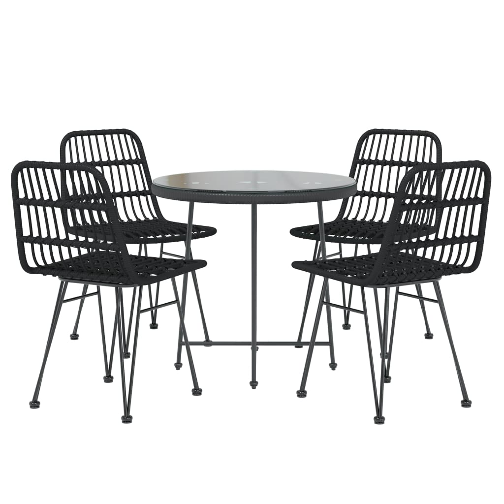 Set da Pranzo da Giardino 5 pz Nero in Polyrattan | homemem39