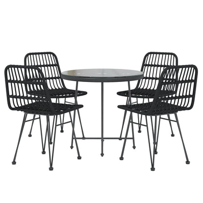 Set da Pranzo da Giardino 5 pz Nero in Polyrattan | homemem39