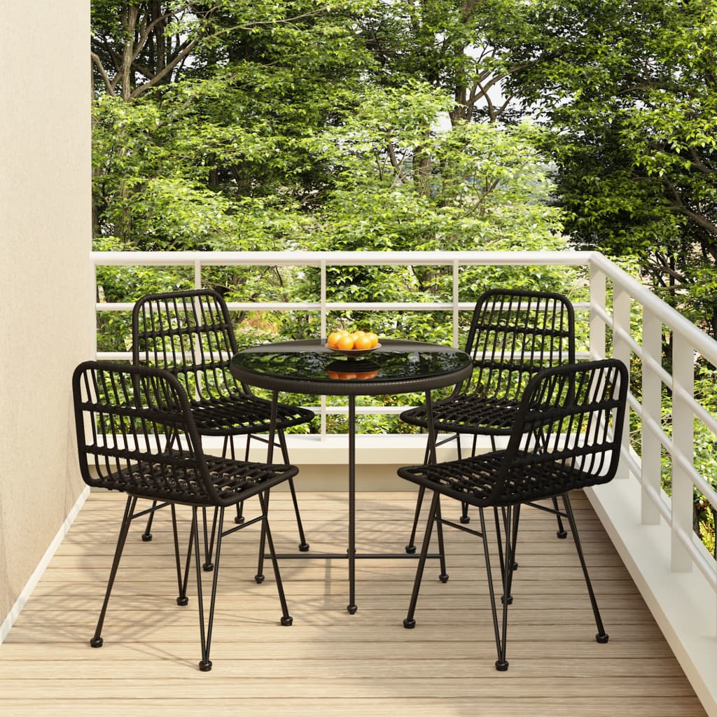 Set da Pranzo da Giardino 5 pz Nero in Polyrattan | homemem39