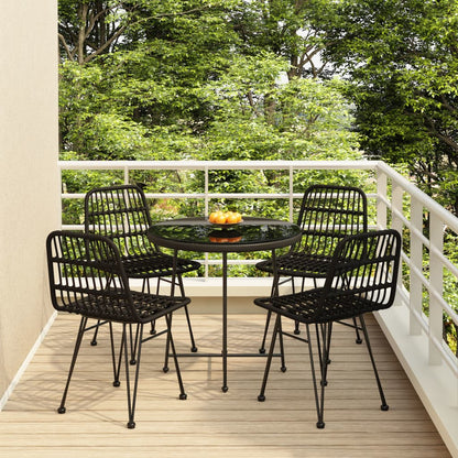 Set da Pranzo da Giardino 5 pz Nero in Polyrattan | homemem39