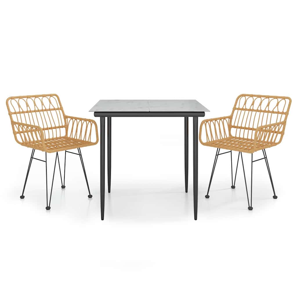 Set da Pranzo da Giardino 3 pz in Polyrattan | homemem39