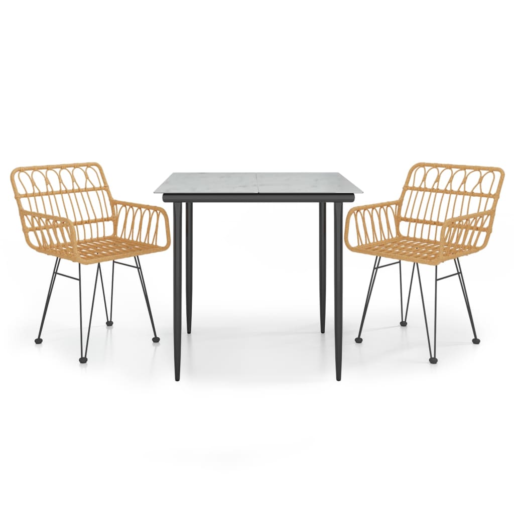Set da Pranzo da Giardino 3 pz in Polyrattan - homemem39