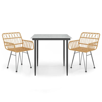 Set da Pranzo da Giardino 3 pz in Polyrattan - homemem39