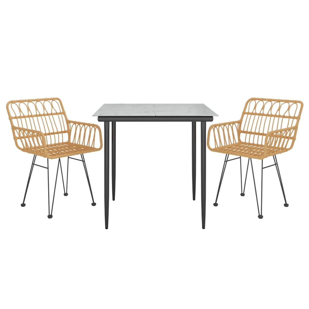 Set da Pranzo da Giardino 3 pz in Polyrattan - homemem39