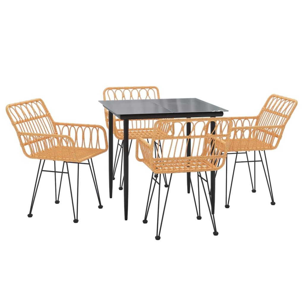 Set da Pranzo da Giardino 5 pz in Polyrattan - homemem39