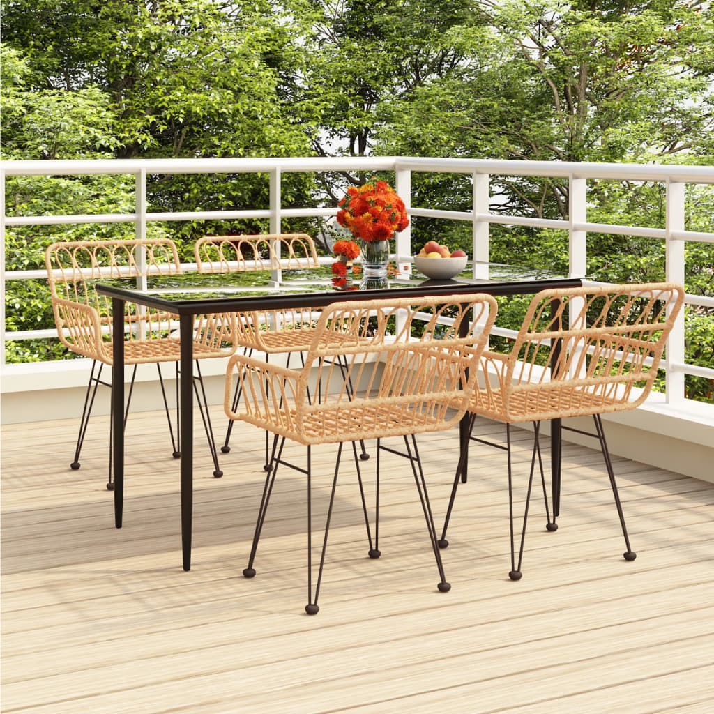 Set da Pranzo da Giardino 5 pz in Polyrattan | homemem39
