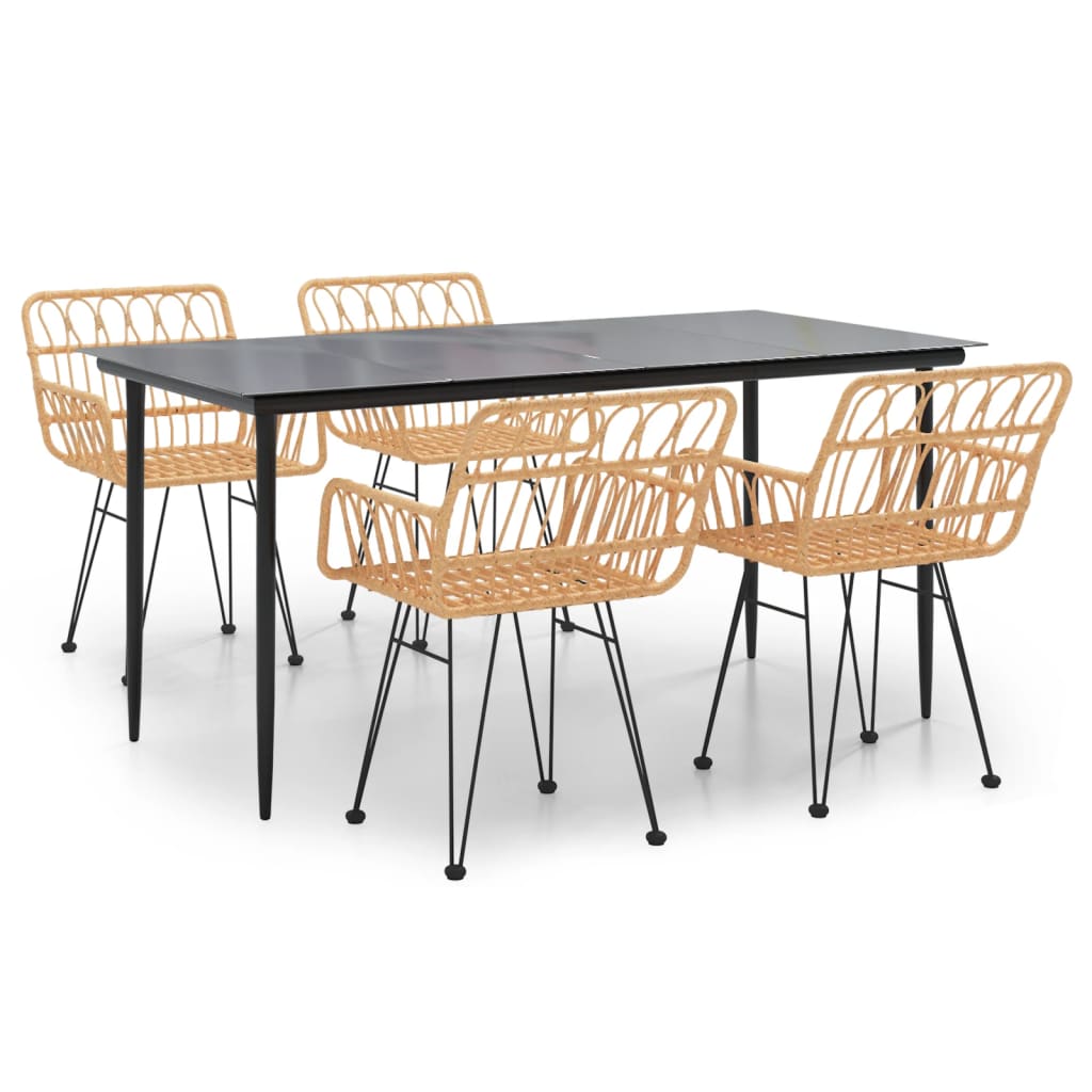 Set da Pranzo da Giardino 5 pz in Polyrattan - homemem39