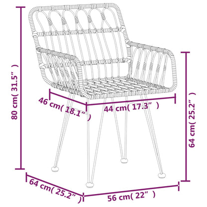 Set da Pranzo da Giardino 3 pz Nero in Polyrattan | homemem39