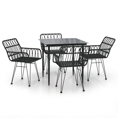 Set da Pranzo da Giardino 5 pz Nero in Polyrattan - homemem39