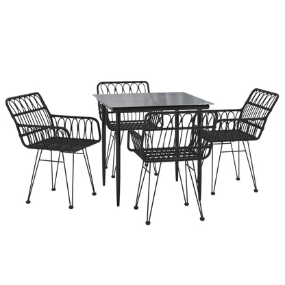 Set da Pranzo da Giardino 5 pz Nero in Polyrattan | homemem39