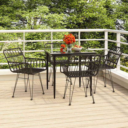 Set da Pranzo da Giardino 5 pz Nero in Polyrattan | homemem39