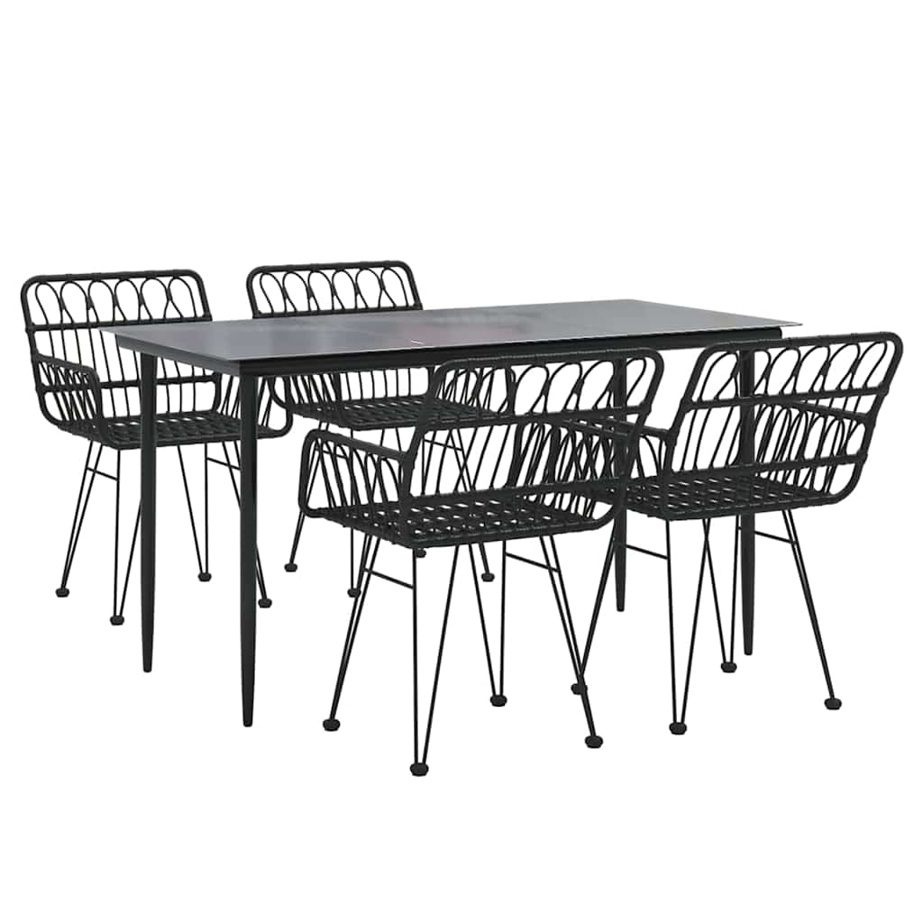 Set da Pranzo da Giardino 5 pz Nero in Polyrattan | homemem39