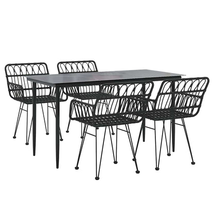 Set da Pranzo da Giardino 5 pz Nero in Polyrattan | homemem39