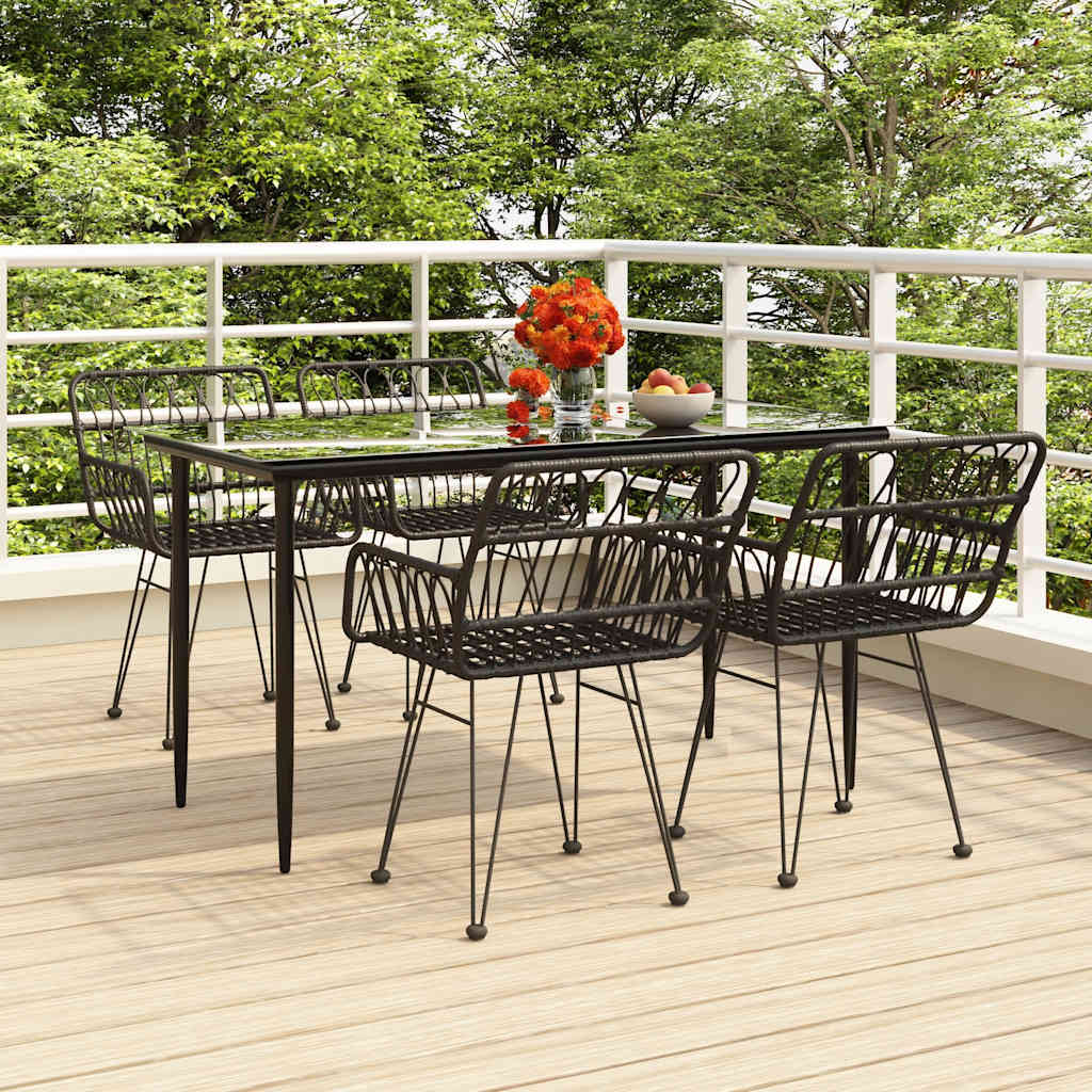 Set da Pranzo da Giardino 5 pz Nero in Polyrattan | homemem39