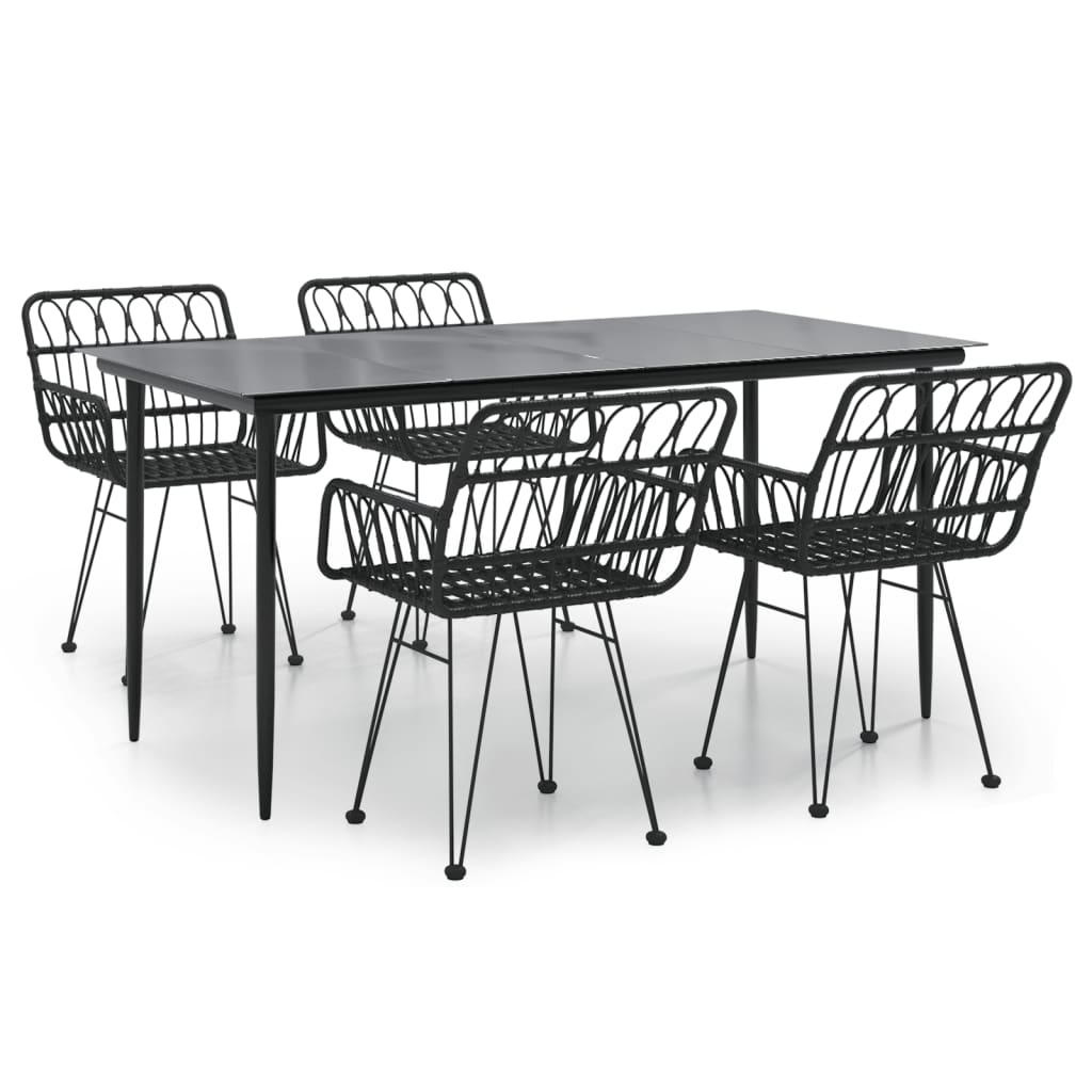 Set da Pranzo da Giardino 5 pz Nero in Polyrattan | homemem39
