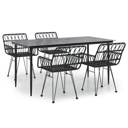 Set da Pranzo da Giardino 5 pz Nero in Polyrattan - homemem39